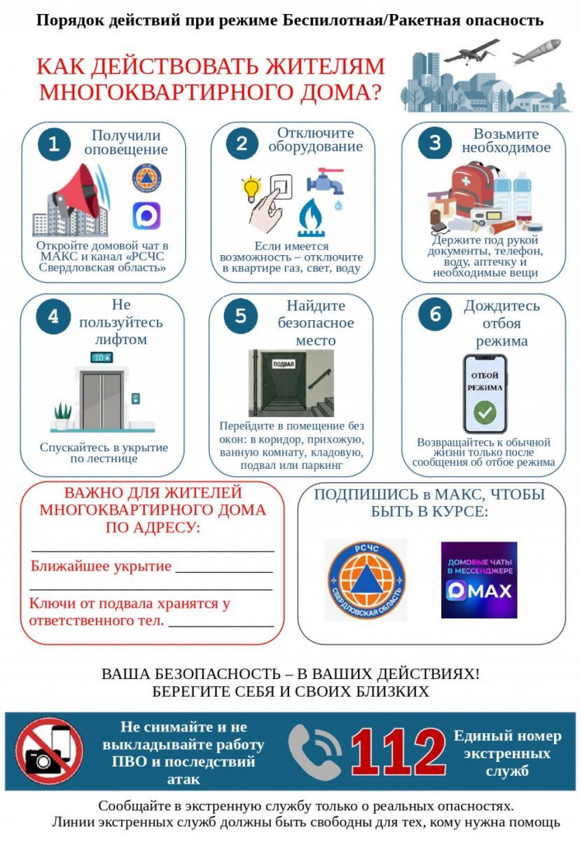Порядок действий при режиме Беспилотная/Ракетная опасность